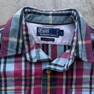 Vintage Polo Ralph Lauren Heavyweight Plaid Flannel Work snap button Shirt